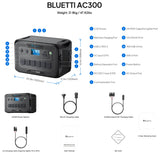 Bluetti Ac300 Expandable Home & Portable Power Station | 3000 W (6000 W Surge)