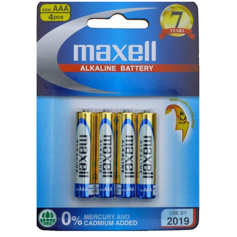 MAXELL ALKALINE BATTERY AAA 4 PACK BLISTER